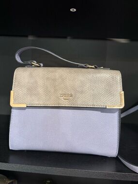 Dune London Lilac Body Gray Textured Flap Top-Handle Crossbody